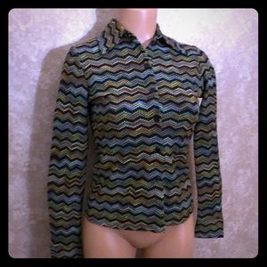 Women’s Retro long Sleeve Multicolor Button shirt